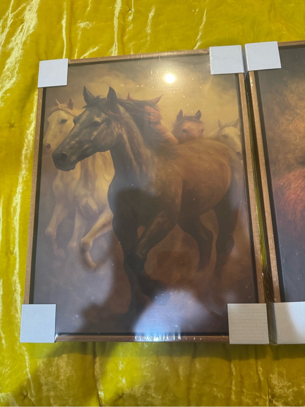 Source Unknown Brown and Bronze Running Horse Wall Art set of 2
